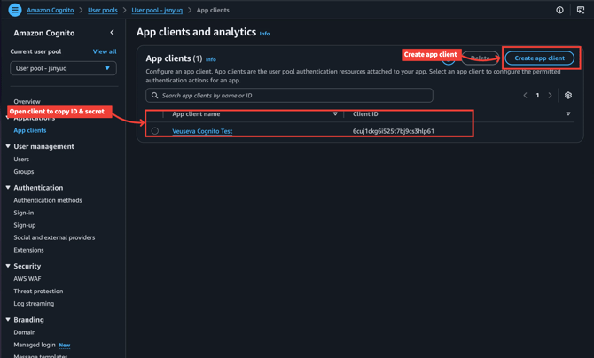 App clients — create and open client